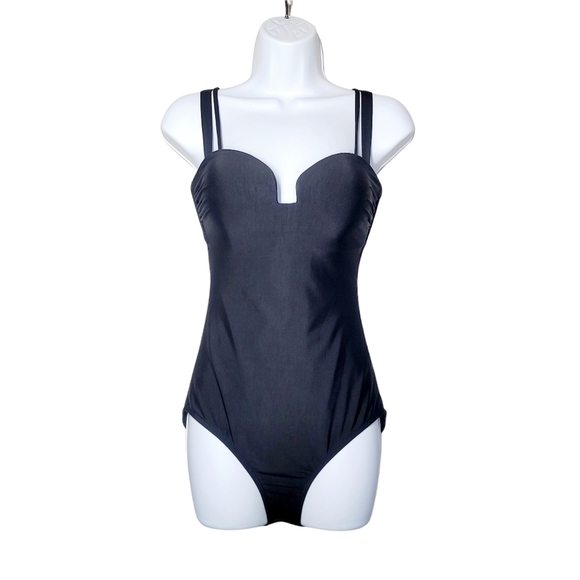 Athleta Black Aqualuxe Square Plunge Swimsuit Size XS - Picture 1 of 7